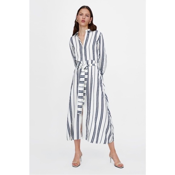 Zara long striped tunic in white and blue size L - Picture 5 of 16